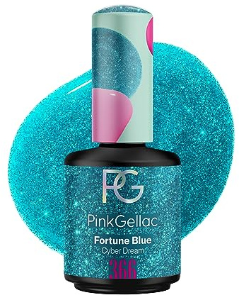 Pink Gellac UV Gel Nagellack - 366 Fortune Blue 15 ml - Lang Anhaltend UV Nagellack Blau - Gel UV für 14 Tage Nägel in Salonqualität - Made in Holland