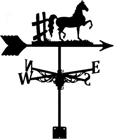 EICOFF Scène de Ferme Girouette Cheval Silhouette Girouette Noir Peinture en aérosol Indicateur de Direction du Vent en métal pour décoration de Jardin et décoration de Cour
