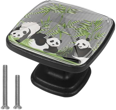suojapuku Pomello quadrato per mobile, confezione da 4,panda,Ferramenta per armadietti da cucina per maniglie per cassettiere e cassettiere