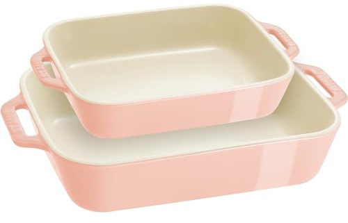 STAUB 1029453 - Set di 2 teglie rettangolari in gres porcellanato, per macaron, rosa pastello
