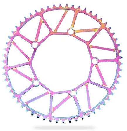 WANGZEYU Kettenblatt Faltrad Zahn Kettenblatt Positiv Negativ Zahn 46/48/50/52/56/58T Kettenblatt BMX Fahrrad Bunte Kurbelgarnitur 130BCD FahrradkettenbläTter (Color : 58T Colorful)
