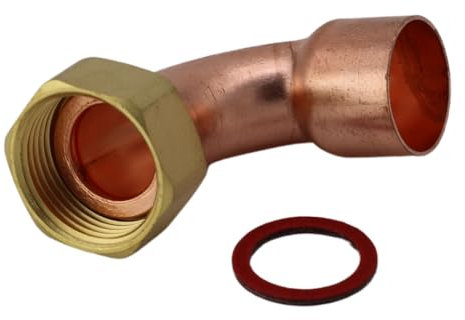 Lötmuffe Überwurfmutter Hahnanschluss, Winkel Verschraubung Beweglich Löt für Kupferrohr, Kupferfitting (18 x 1/2)