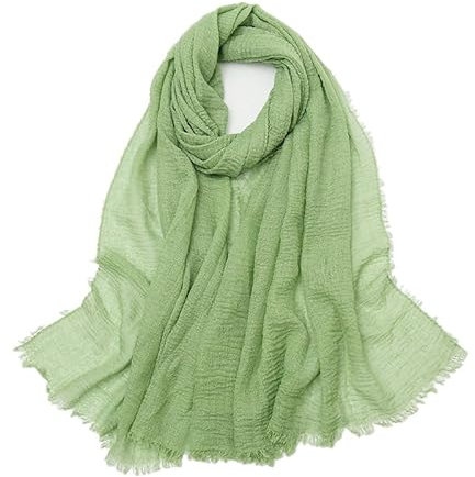 Damen Schal 90 x 175cm Einfarbiger Schal aus Baumwolle und Leinen Tuch Kopftuch Stola Schals Damenschal Schaltücher Halstuch Scarves für Frühling Sommer Herbst Winter Tägliches Tragen,Hellgrün E
