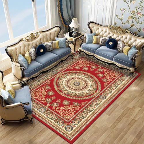 Kunsen 80X140CM Antirutsch Pads Teppich Geeignet für Retro-Stil und hochwertige Hotelteppiche Babyzimmer Teppich Rot Flickenteppich Teppich Büro