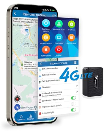 Tracker GPS Enfant Mini 4G avec Carte SIM Traceur GPS App Gratuite pour Voiture/Enfants/Personnes âgées Traqueur GPS Voiture Suivi Historique sur 6 Mois Mini Tracker GPS Magnétique, étanche TK913