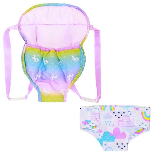 Babypuppentrage Rückentrage für Puppen Puppentragegurt Bauchtrage Puppenwindeln Windeln für 14-18 Zoll Babypuppen Babytrage Verstellbaren Träger Puppezubehör Puppengurt Kuscheltiertrage für Mädchen