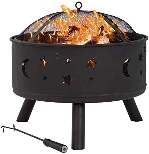 Bracieri da Esterno a Legna da 24 Braciere da Esterno, Braciere in Ferro Decorazione per Braciere a Legna con Parascintille Ignifugo per Giardino con Copertura BBQ Cottura per Campeggio Esterno