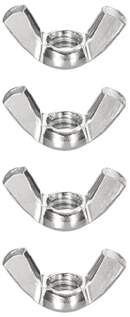 uxcell 1/2-13 Wing Nut 4 Pcs, 304 Stainless Steel Butterfly Wing Nuts Fasteners Parts Hand Twist Tighten Wing Nuts for Machinery Electronic Equipment DIY, Silver