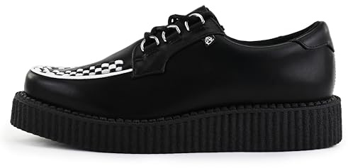 T.U.K Anarchic Creeper by Scarpe in Pelle da Uomo e da Donna - Colore Black Leather White Interlace - Gothic to Punkrock - Creepers da Bordello - Scarpe con Zeppa Allacciata - Misura EU38