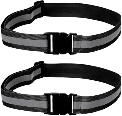 PATIKIL Cintura Riflettente Regolabile da 1,5 Pollici, 2 Pz Cintura Fluorescente per Ciclismo, Passeggiate, Moto, Nero