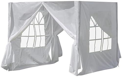 TUKAILAi 4 Panel Garten Pavillon Seitenwände, 2 Pavillon Wandpaneele mit Reißverschluss und 2 Fensterplatte, Kompatibel für Pavillon (Weiß, 2x2m)