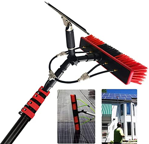 Professional 12M Window Cleaning Kit with Water Fed Pole and Telescopic Brush Extendable Window Cleaner for Roof Glass Solar Panels Includes Squeegee Washer for Outdoor Use