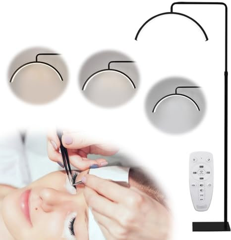 ZeeSunMm Lampada a mezza luna a LED, Lampada da Terra a LED per Extension Ciglia, 3000-6000K Regolabile Luminosità e Temperatura Colore Luce per Tatuaggi Lampada Lampada per Trucco a Mezzaluna (Nero)