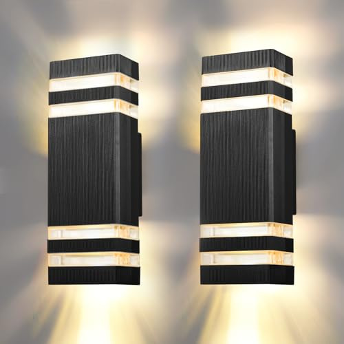 Strixorn LED Wandleuchte Innen/Außen 2 Stück, Wasserdichte Aussenleuchte IP65 Außenlampe Aussenlampe Wand, GU10 Aluminium Modern Up Down Dekorative Außenwandleuchte Außenbereich Hauswand Terrasse