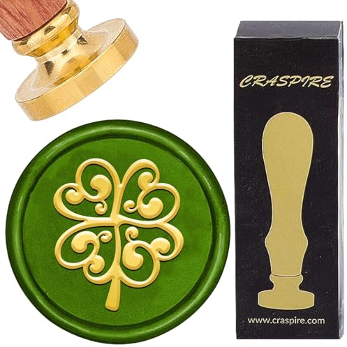 craspire Kleeblatt Wachssiegelstempel St. Abnehmbarer Siegelstempel Aus Messing Im Vintage Stil Zum Patrick's Day 25mm Mit Holzgriff Für Umschläge Einladungen Hochzeiten Dekorative Kartenherstellung