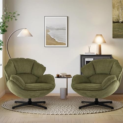 IWMH Lot de 2 chaises d'appoint pivotantes pour salon, fauteuil rembourré avec pieds en métal, fauteuil de canapé pivotant, chaise de loisirs (vert x 2)