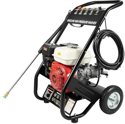 6,5 CV 4900 W idropulitrice professionale a benzina, motore a benzina, alta pressione di esercizio 190 bar, pulitore per auto e terrazze, con potente pistola a spruzzo 5 tubi