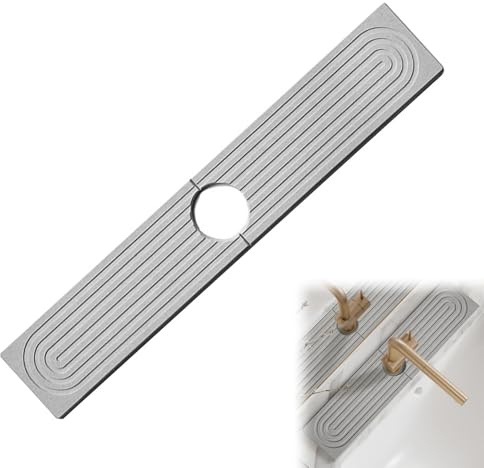Faucet Mat for Kitchen Sink, Tap Splash Guard for Bathroom Kitchen, Faucet Splash Guard, Quick Dry Stone Mat for Kitchen Sink, for Bathroom Counter, Light Grey, 40 x 10cm
