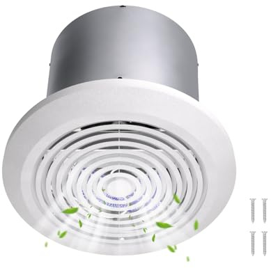 HTONG Innovation V2262-50 - Extractor de aire de baño de 7 pulgadas, extractor de techo 50 CFM para apertura de 8 pulgadas, ventilación silenciosa y eficaz para baño, cocina, lavandería
