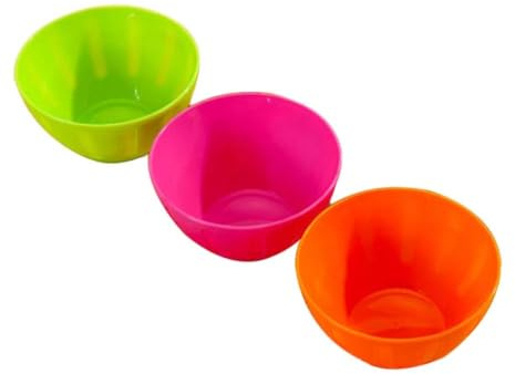 PRETYZOOM Lot de 3 Petits Bols en Plastique Colorés Réutilisables | Salade, Masques Faciaux et Assaisonnement, Légers Odeur, Usage Maison, Pique-niques, Camping Couleur Aléatoire