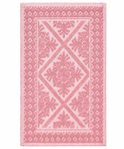 Pierre Tappeti Teppich Sardo Rosa, 55 x 140 cm, waschbar, 100 % Baumwolle, hergestellt in Sardinien. Teppich für Bad, Küche, Eingangsbereich, praktisch weich.
