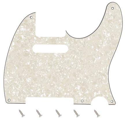 Banworks Vintage 5-Loch TL Pickguard 4-Lag E-Gitarre Pickguard | Gitarrenkratzplatte für USA/Mexican Vintage Style Fender Tele Telecaster JT/HB-18 Vintage Weiß Perle