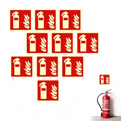 Señales de seguridad contra incendios, paquete de 10, tamaño 10 x 10 cm, impermeables, de alta visibilidad, material de PVC, fácil instalación, para uso interior y exterior