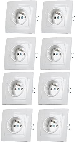 ZASCHMOY Presa Standard Francese da 8 Pezzi con Montaggio A Parete da 16 A - Ideale per la Casa, l'ufficio e l'uso in Hotel, Design Integrato, Materiale Plastico Resistente