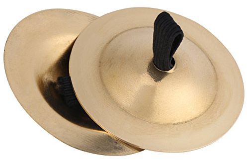 2 Piezas Platillos de Dedo Dorado de Latón 5cm / 2.0 pulgadas Platillos de Dedo para Danza del Vientre Instrumento de Percusión