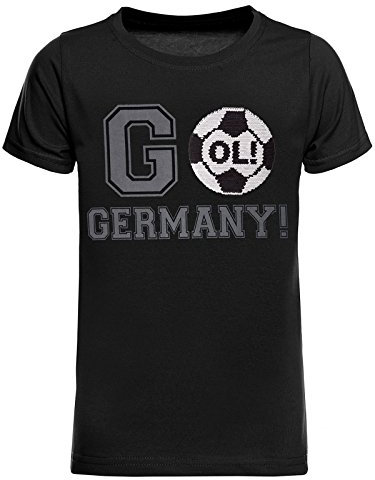 BEZLIT Jungen WM T-Shirt GO Germany EM 2024 Deutschland Wende-Pailletten 22687 Schwarz Größe 104 cm