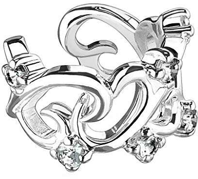 beyoutifulthings Ohr-klemme VERBUNDENE HERZEN ZIRKONIA clear Ohringe Ohr-ringe Ohr-clip Fake-Piercing Messing Silber Gold Roségold