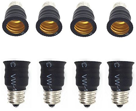 DZYDZR 8 Pack E12 to E14 Bulb Converter Adapter for LED Light Lamp (Black)