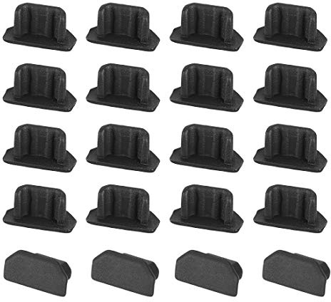 sourcing map 20pcs Silicone Micro USB Cap Port Cover Anti Dust Protector 6.5mmx2.3mm Black