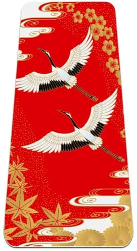 Eslifey Cranes Cherry and Maple Yogamatte Anti-Tear Fitnessmatte Bodenübungsmatte 72 x 24 Zoll