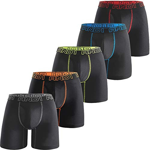 AND1 Sport boxershorts, 5-pack underkläder, herrkalsonger, retroshorts herr, boxers, kalsonger, sportunderkläder, retrounderkläder, Stil 3, XL
