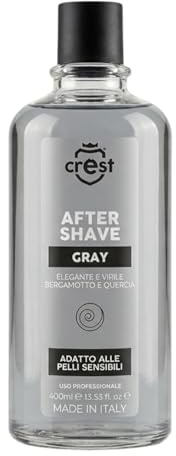 Crest Aftershave Cologne GRAY 400 ml Herren – Rasierwasser Männer mit Bergamotte & Eichenholz Duft, After Shave Pflege, maskuliner Herrenduft, Made in Italy