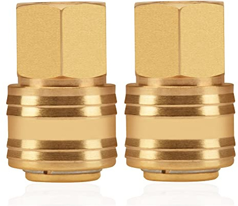 2stk Druckluftkupplung Innenstecker 1/4 Innengewinde Messing IG 1/4 Zoll Kupplungsstecker Kupplungsdose Schlauchstecker Ventilsteckdose Gewindestecker