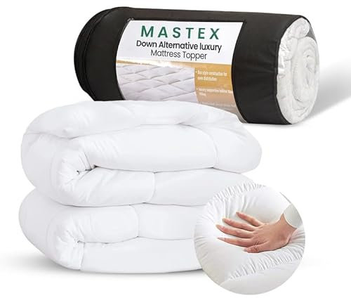 Mastex Mattress Topper Kingsize Bed - 5 CM Thick, Quilted, Extra Deep, Super Fluffy & Breathable - Strong Elastic Bands, Fits Up to 40 CM - Premium Hollowfiber Filling