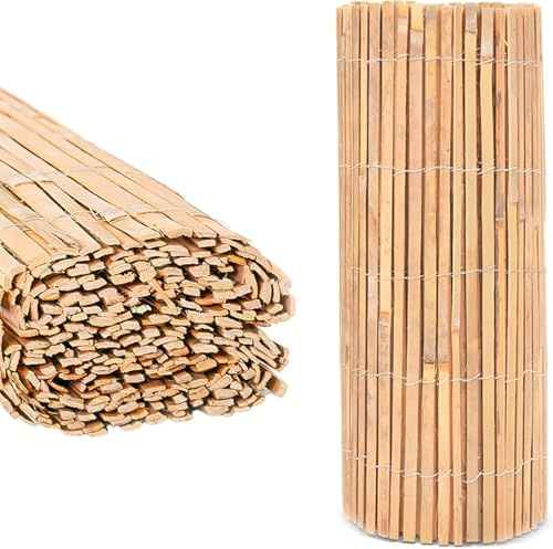 BLADO Natural Bamboo Slat Fence - Screening Slatted Roll for Garden Outdoor Wind/Sun Protection-Garden Privacy Shield-Fence Panel (H: 1.8M x L: 4M)
