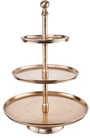 BUTLERS 3-stufige Etagere ø 45x66 cm Aluminium - Banquet - | Goldfarbe - Poliertes Metall mit möbelschonenden Softpads - Etagenplatte für Buffets