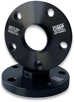OMP Speed Jeu de 2 Élargisseurs de Voie (Entretoise de Roue) Centrés Épaisseur: 15 mm PCD: 5x112 CB: 57,1 OD: 139 Boulon x20 M14x1,5 Conique + 14x1,5 Sphérique + Antivol Aluminium Noir - OMPS08641501