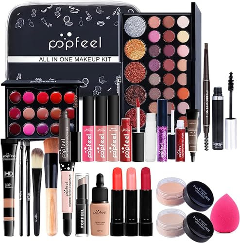 RoseFlower Schminke Set Profi Make Up Set Teenager Mädchen Schminkkoffer Kosmetische Makeup Paletten Lidschatten Vollgesichts Schminke mit Tragbare Reise Aufbewahrungstasche