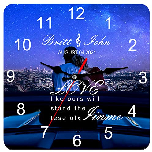OXYEFEI Orologio da Parete Personalizzato Con Foto Silenzioso Non ticchettio Facile da leggere Orologio da parete per Camera da letto/Soggiorno/Cucina (Stile 5)