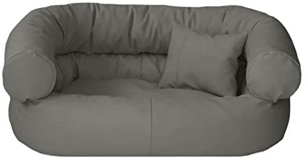 Juelle Hundebett aus Kunstleder Kissen für Mittlere Hunde Ausziehbarer Hund, Kuscheliges Hundesofa, Hundebett Fergus S-XXL (80x65cm, Dark Asche)