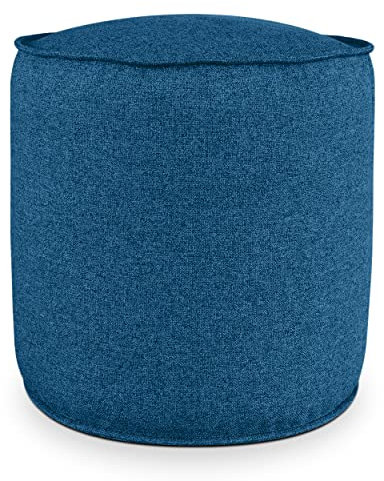 Deshome - Sitzhocker Sitzpouf Pouf rund Ø 50 cm mit abnehmbarem Polster für Innen- und Außenbereich: Sitzpouf Design für Sofa, Wohnzimmer, Schlafzimmer, Sitzhocker, Light Pouf Blau