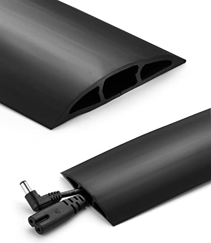 Bates- Floor Cord Cover, 6ft, Cable Cavity 0.6 (W) x 0.31 (H), Heavy Duty Wire Protector, PVC Extension Cords Hider, Protect Cords, Prevent Cable Trips, Cord Hider for Office, Home, Outdoor