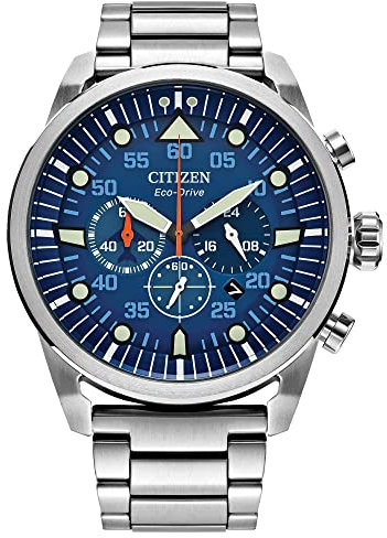 Citizen Orologio da uomo Weekender Avion Sport Casual Eco-Drive, Tonalità argento e blu, Cronografo