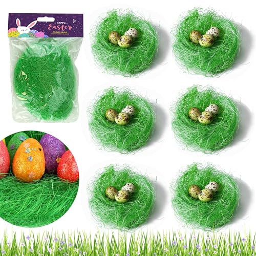 180g pasquale Aritifical Erba Verde, Decorazioni per Uovo di Pasqua Forniture Scatola di Rifornimenti di Lino Grattugiato Erba per Decorazione Regalo Arti
