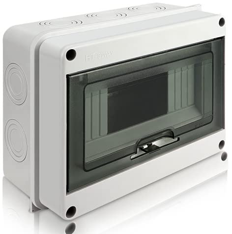 Royouzi Caja de Distribución de Superficie, IP65 Cajas Magnetotérmico, 8 Módulos Caja Cuadro Electrico, Cajas para Instalación, Caja Conexiones Electricas para Casa, Taller, Jardín o Exteriores