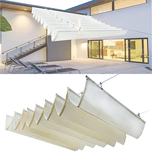Copertura ombra Del Pergolato Del Patio, Copertura Scorrevole Su Filo Appeso Baldacchino Di Ricambio Ombra Panno Onda Ombra Vela Tenda Per Legno Pergola Traliccio Patio Ponte ( Colore : Bianco sporco